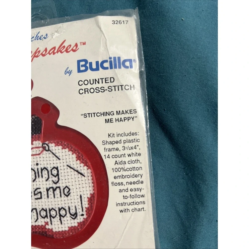 Bucilla‎ Mini Keepsakes Counted Cross Stitch Stitching Makes Me Happy 32617 4